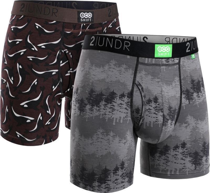 Eco Shift Boxer Briefs, 6" Inseam - Print - 2-Pack - Mens - forest / pods 1