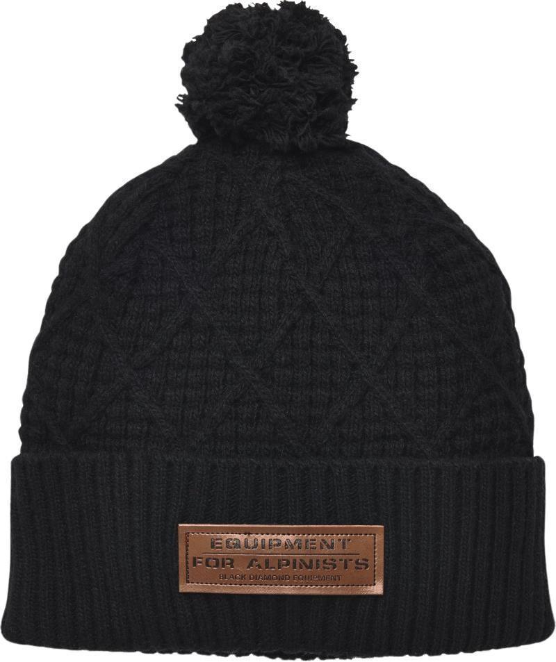 Cable Cuff Pom Beanie - Black 1