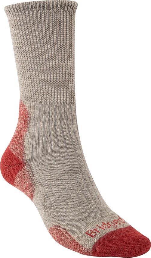 Hike Lightweight Merino Crew Socks - Womens - taupe / red 1