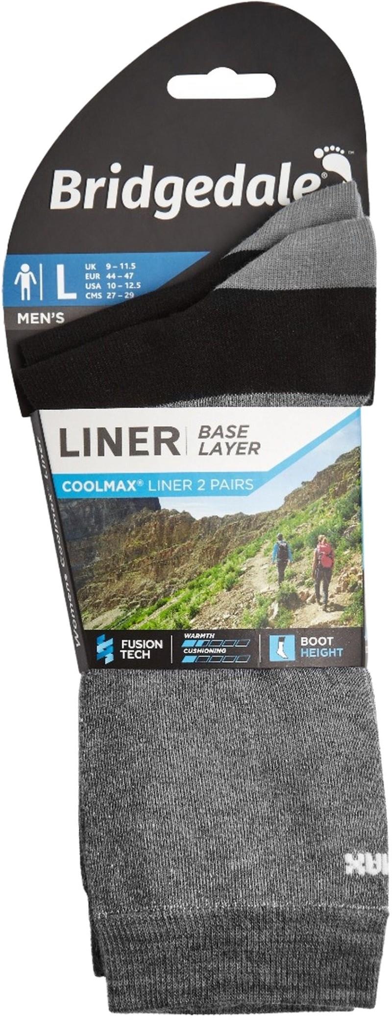 Liner Coolmax Performance Crew Socks - Mens - 2-Pack - grey 1