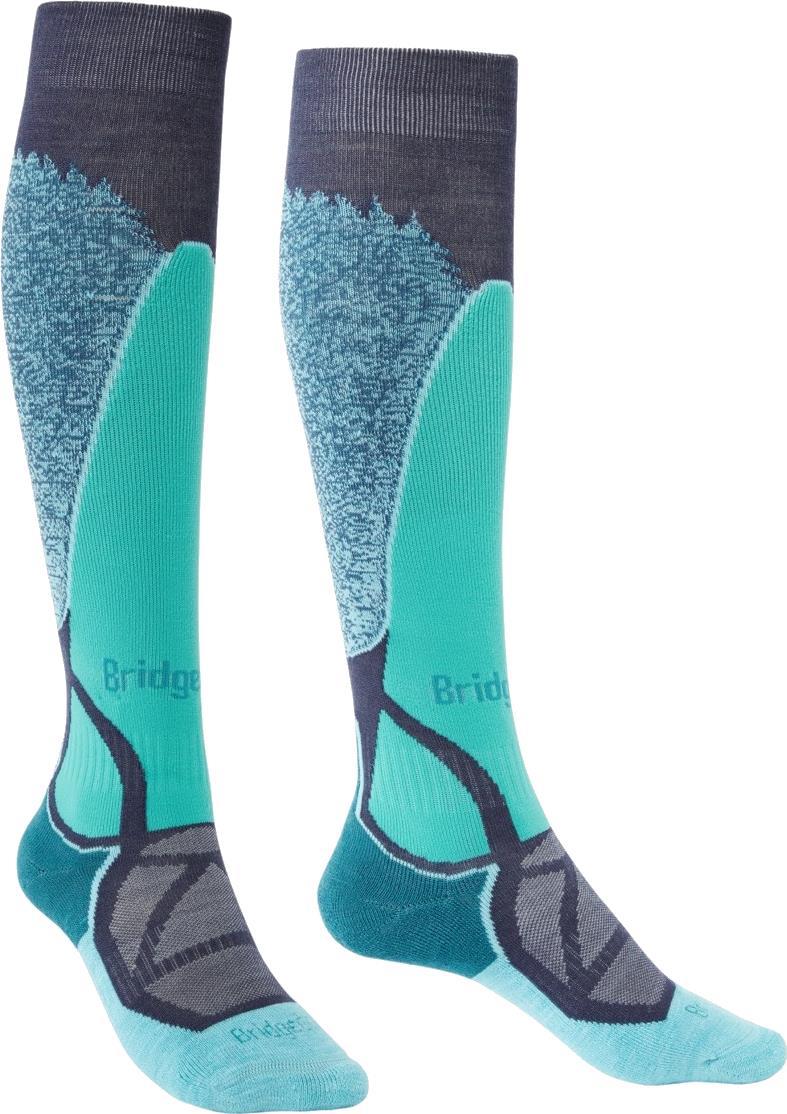 Ski Midweight Socks - Womens - dark denim / aqua 1