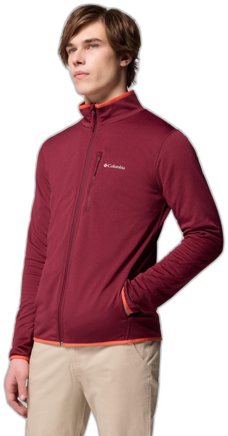 Essential Hike Grid Fleece Full Zip - Mens - rich wine 1