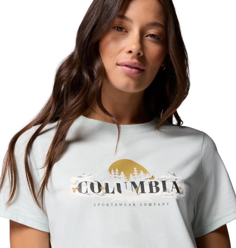 Rolling Bend Seasonal Graphic Tee - Womens - tea light / hike happy 1
