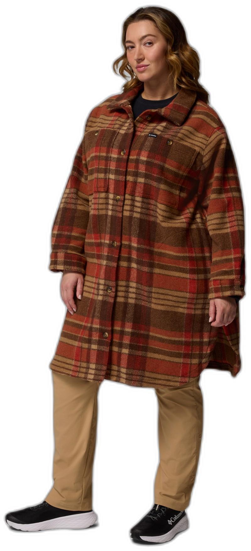 Wildest Venture Long Fleece Coat, Extended - Womens - tobacco vagabond plaid 1
