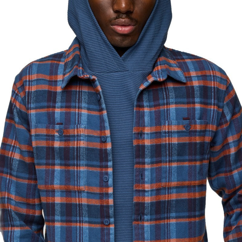 Mero Organic Flannel Shirt - Mens - deep sea / fjord plaid 1