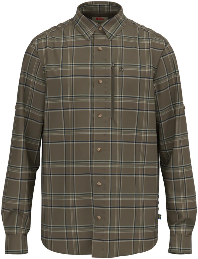 Abisko Hike LS Shirt - Solid - Mens - suede brown / dark navy 1