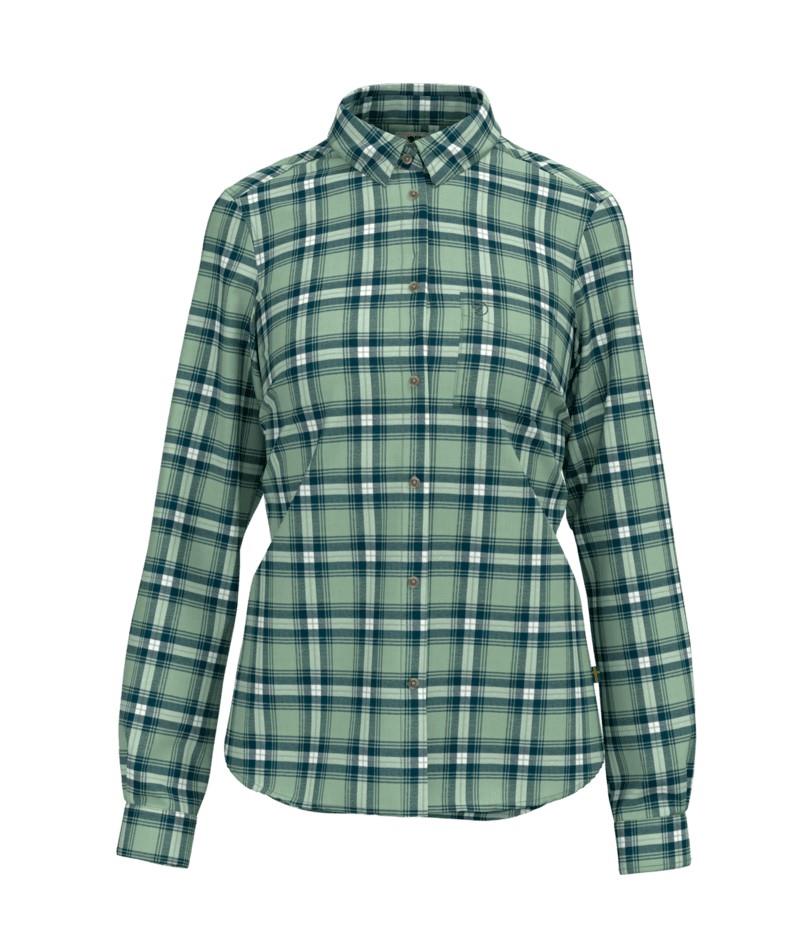 Ovik Flannel Shirt - Womens - misty green / eggshell 1