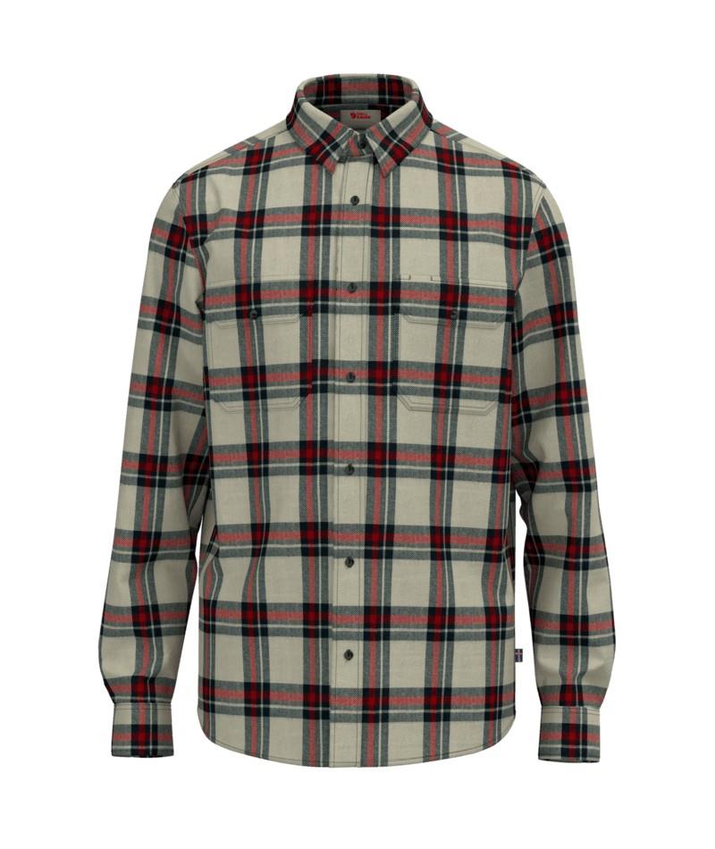Ovik Heavy Flannel Shirt - Mens - light fossil / deep red 1