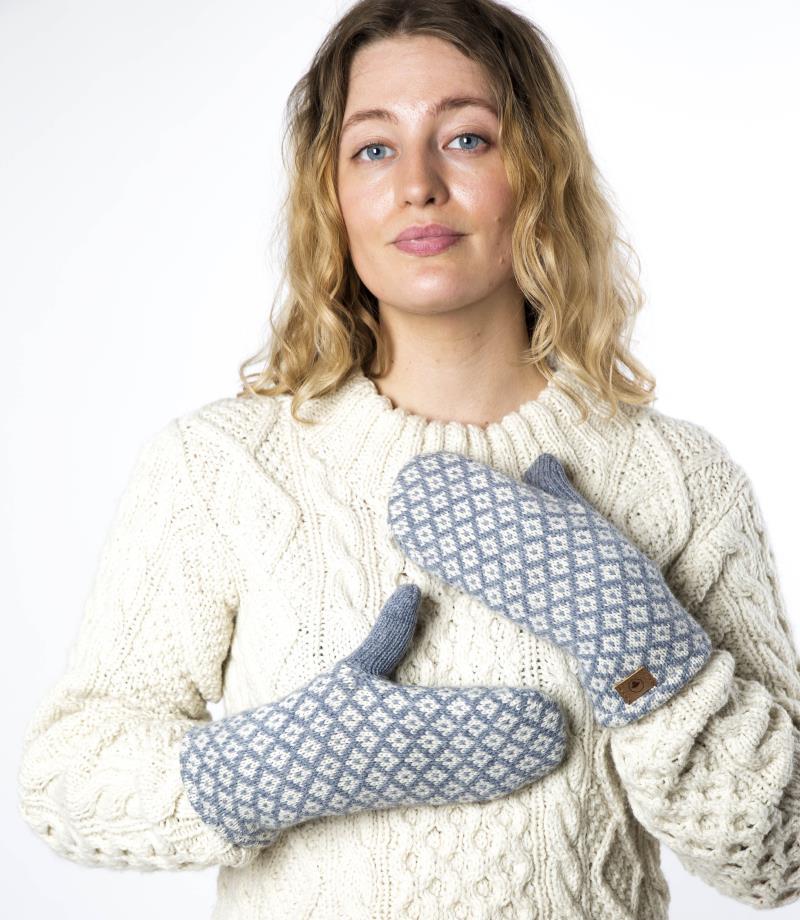 Iris Mittens, 100% Merino - Denim 2