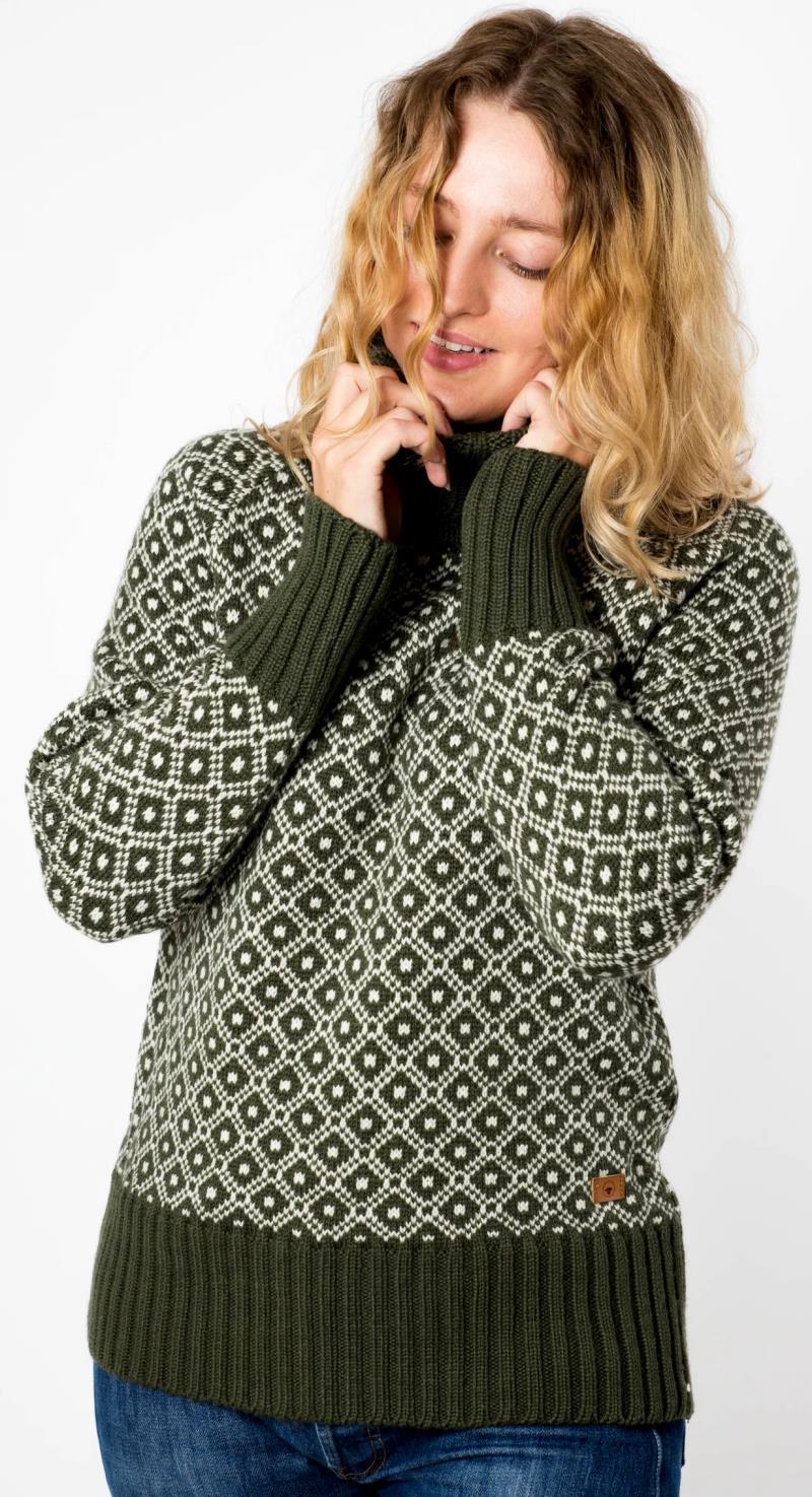 Lila Sweater, 100% Merino - Womens - olive 1
