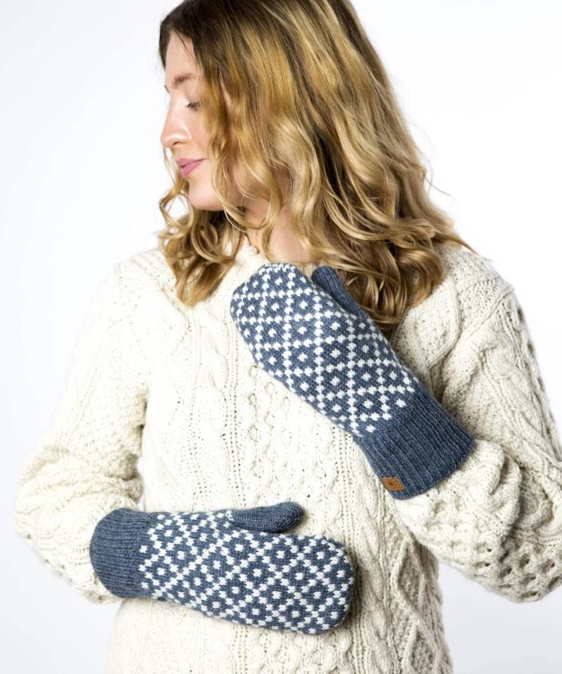 Tinka Mittens, 100% Merino - silver blue 1