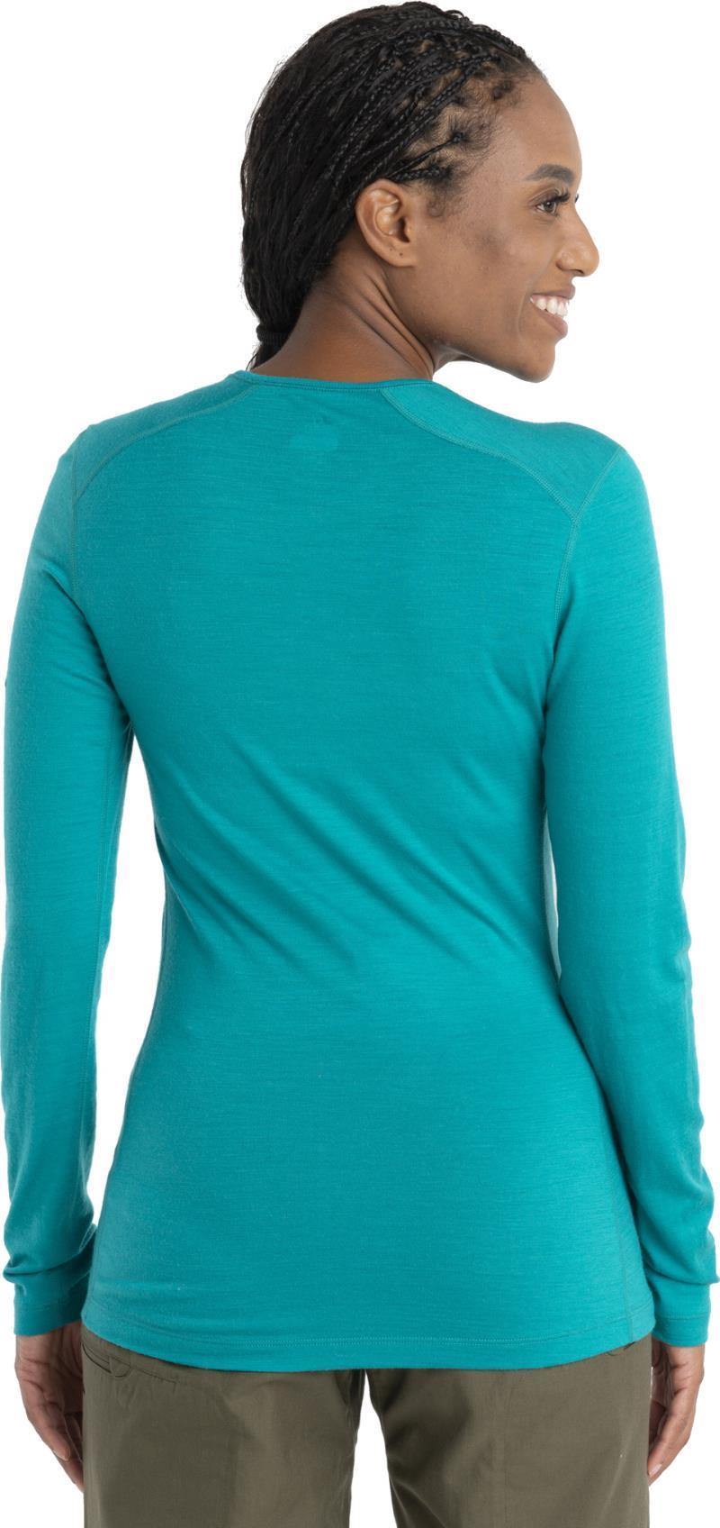 200 Oasis LS Crewe - Ski Stripes - Womens - Flux Green 2
