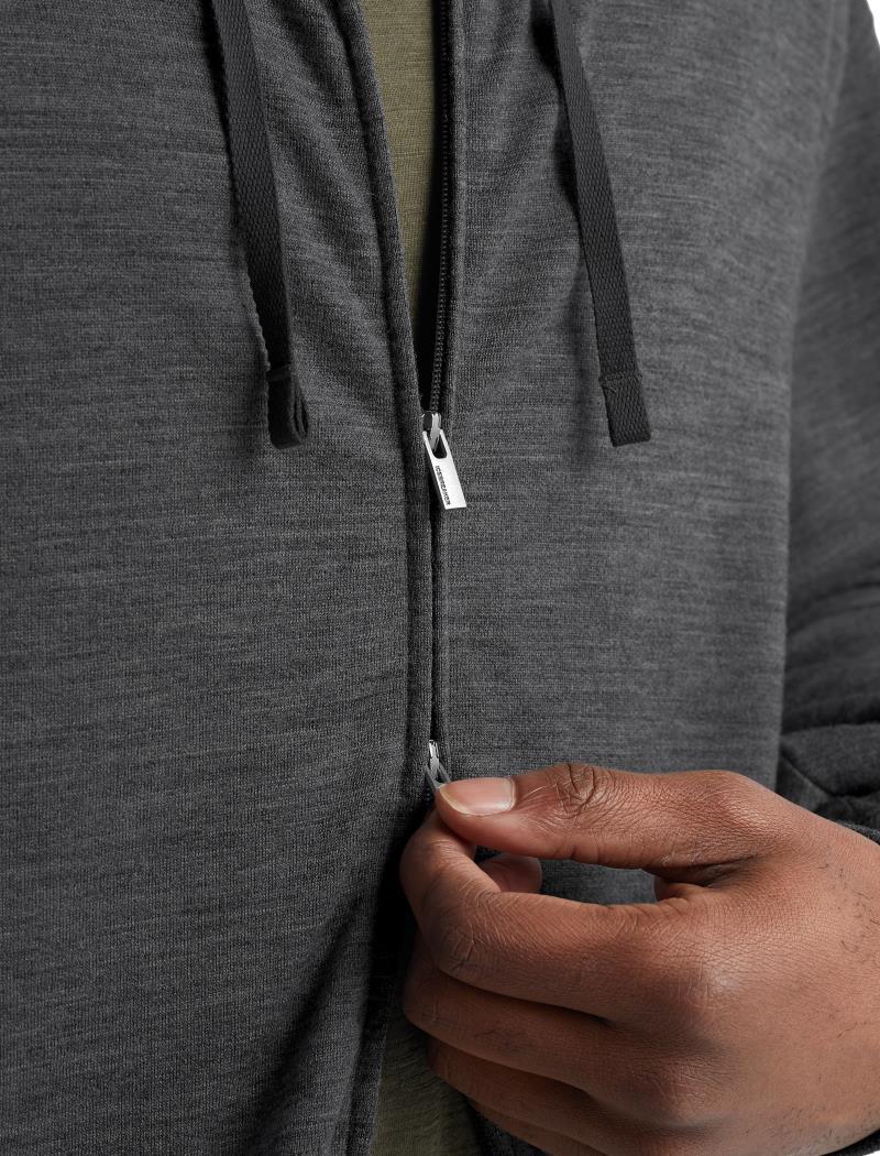 Dalston Terry LS Zip Hoodie - Mens - gritstone heather 1