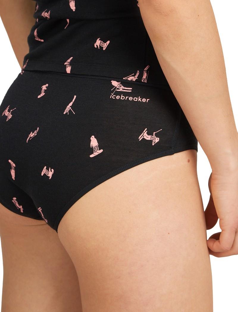 Merino 150 Siren Hipkini - Snow Day - Womens - black / acid pink / aop 1