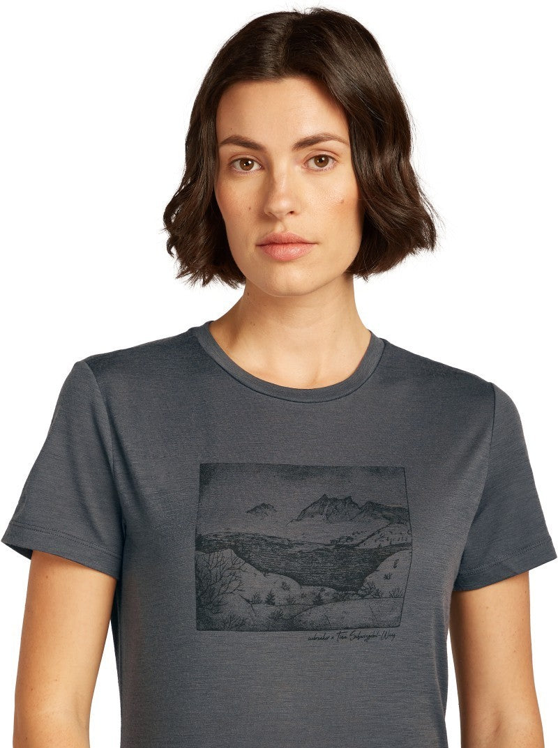 Merino 150 Tech Lite SS Tee - Lake View - Womens - obsidian 1