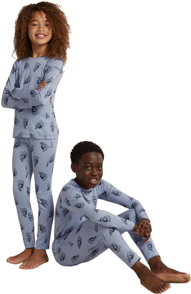 Merino 200 Oasis Leggings - Bear Tour AOP - Kids - zinc blue / aop 1