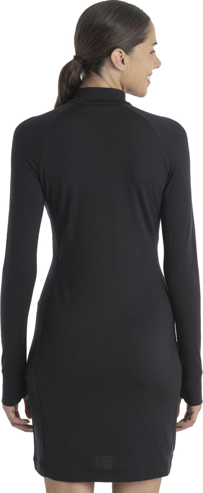 Merino 260 Granary LS Half Zip Dress - black 1