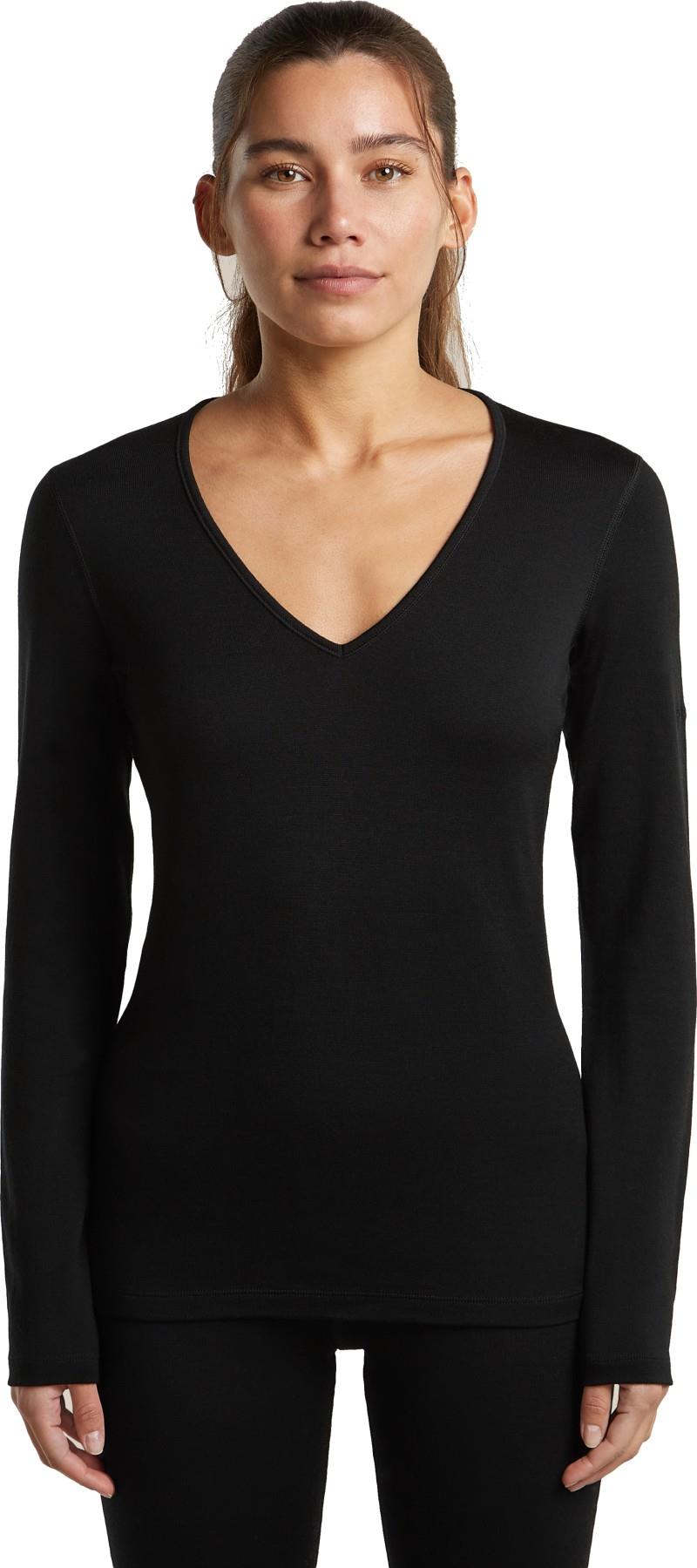 Merino 260 Oasis LS V-Neck - Womens - black 1