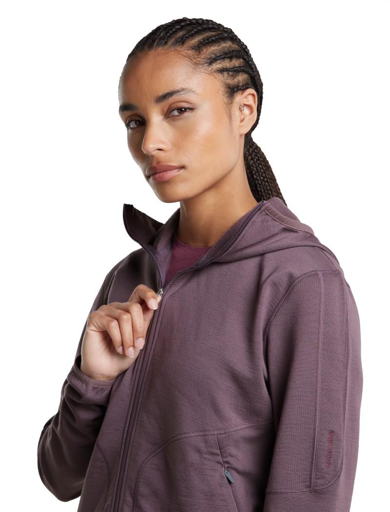 Merino 560 Realfleece Elemental LS Zip Hoodie - Womens - grey plum 1