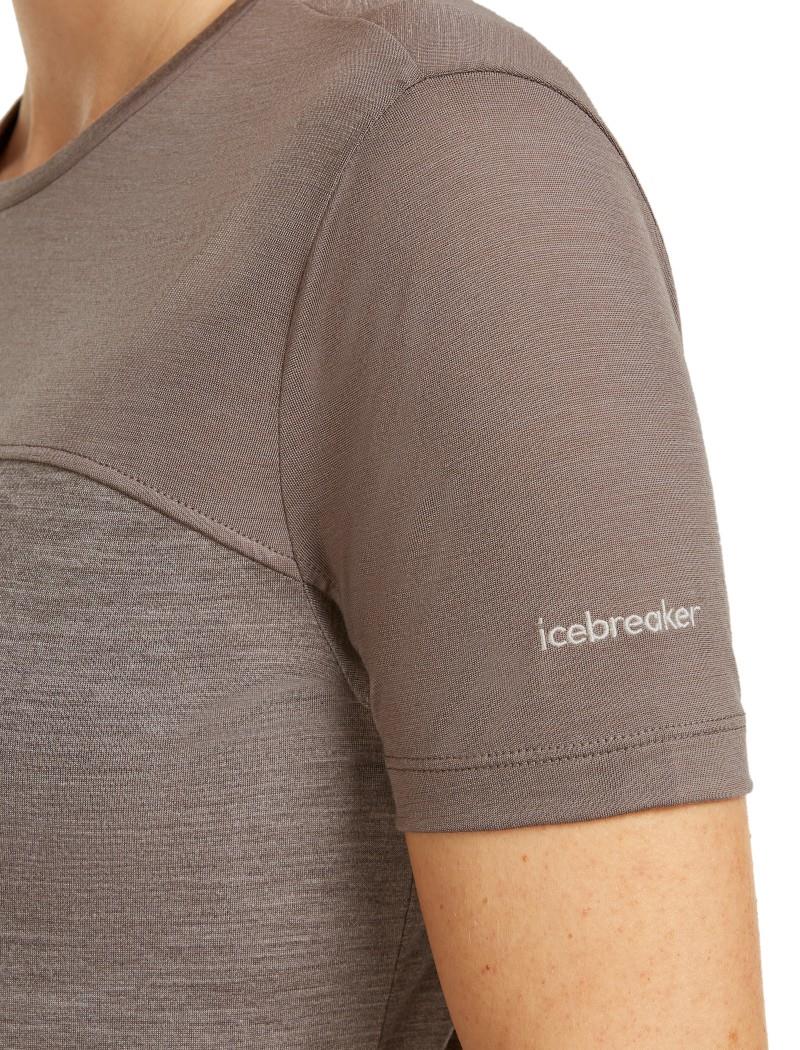 Merino Blend 125 Cool-Lite Sphere III SS Tee - Colour Block - Womens - porcini heather / porcini / cb 1