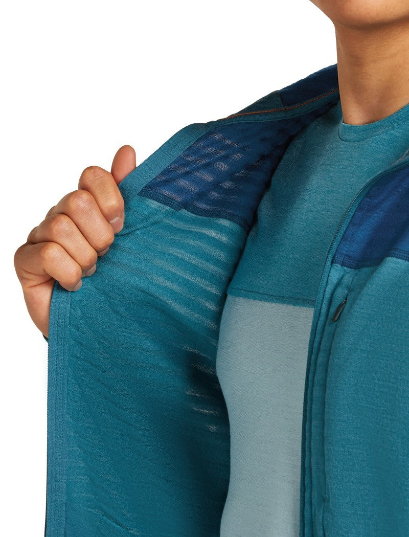 Merino Blend 300 RealFleece Descender LS Zip Hoodie - Mens - topaz / atlantis / cb 1