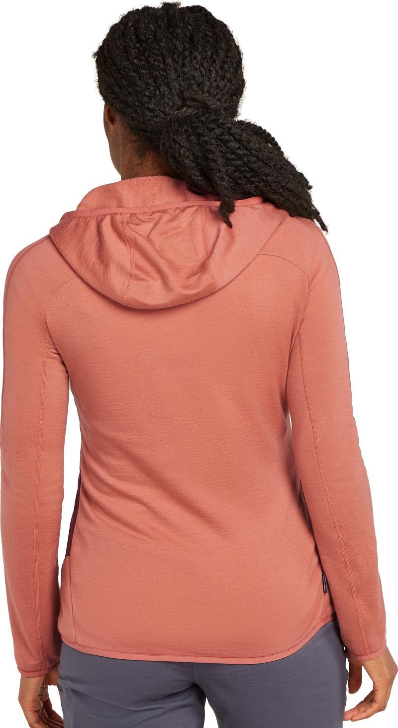Merino Blend Quantum Hybrid LS Zip Hoodie - Womens - cedar wood / port / cb 1