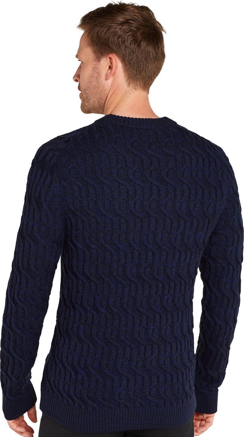 Merino Cable Knit Crewe Sweater - Mens - Midnight Navy / Royal Navy 3