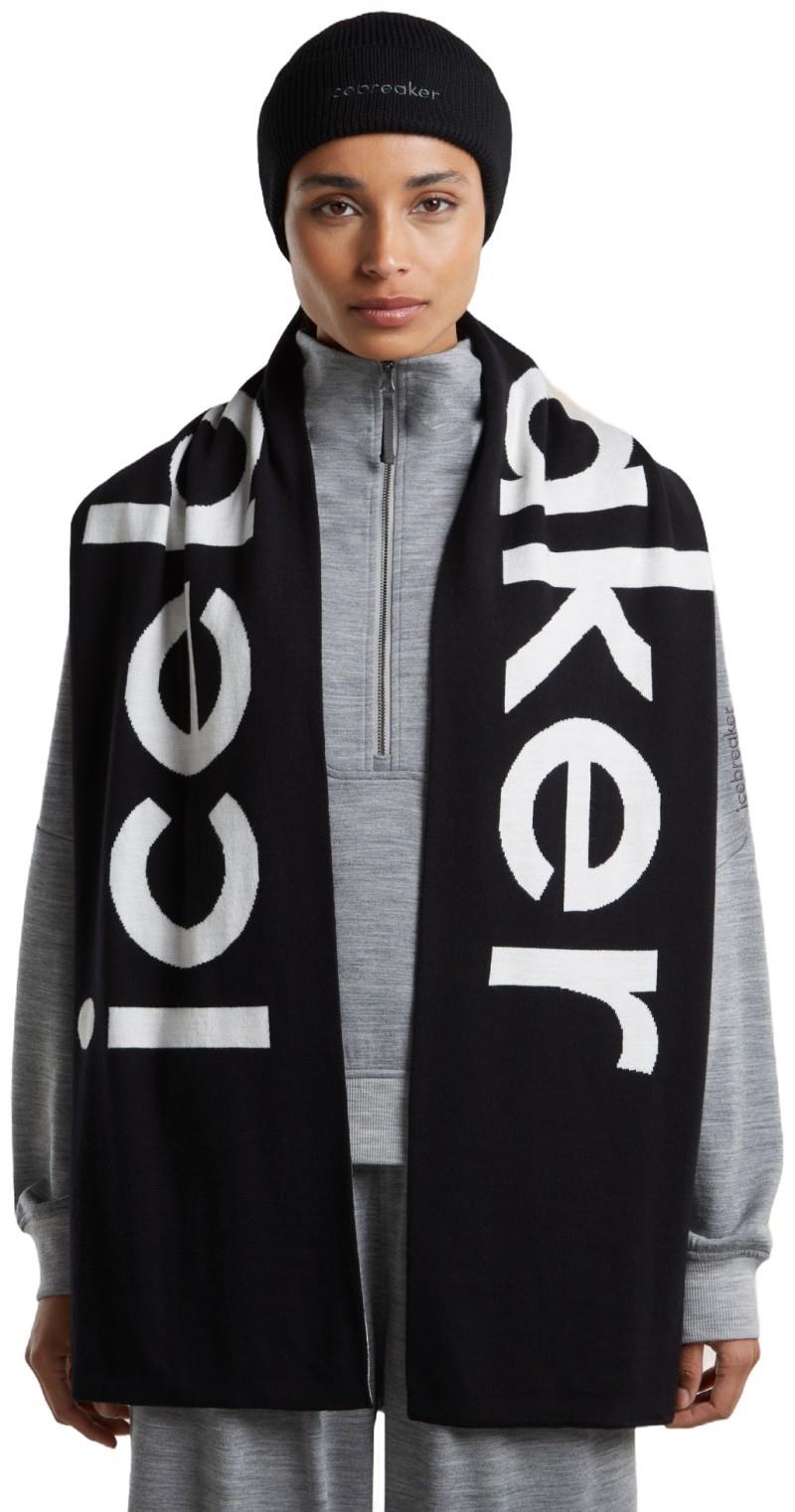 Merino Icebreaker Scarf - black / ecru heather 1