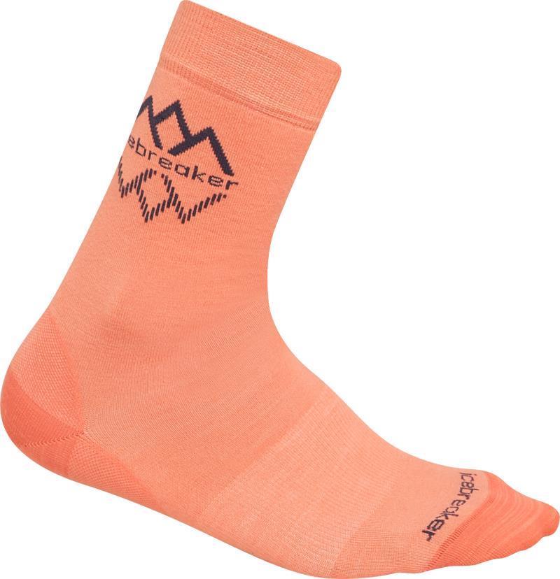 Merino Lifestyle Crew Socks - Fine Gauge - Icebreaker Logo Reflections - Womens - Tang / Graphite 1