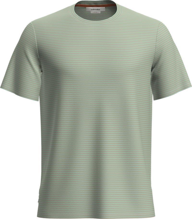Merino Linen SS Tee - Stripe - Mens - ashen / mint - stripe 1