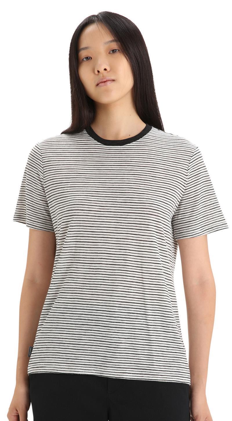 Merino Linen SS Tee - Stripe - Womens - Snow / Black - Stripe 3