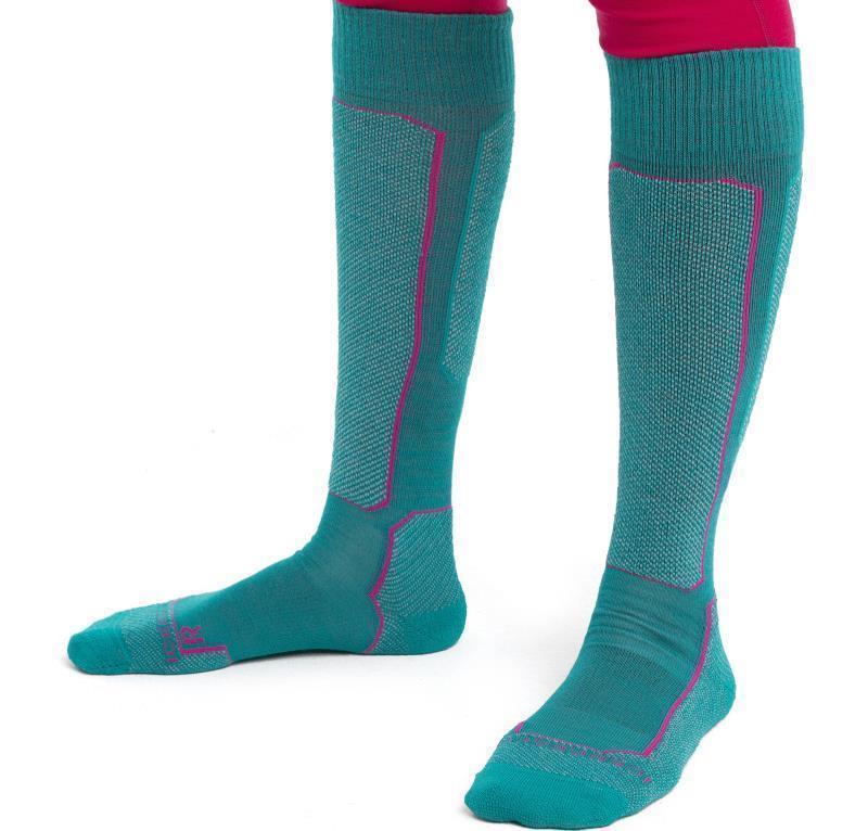 Ski+ Over The Calf Socks - Light - Womens - Flux Green / Ether / Tempo 1
