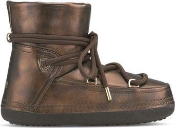 Full Leather Metallic Wedge Boots - Womens - Bronze 1