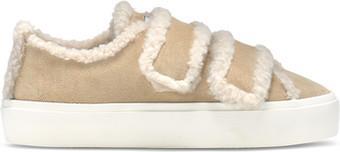 Shearling Low Velcro Sneakers - Womens - Sand 1