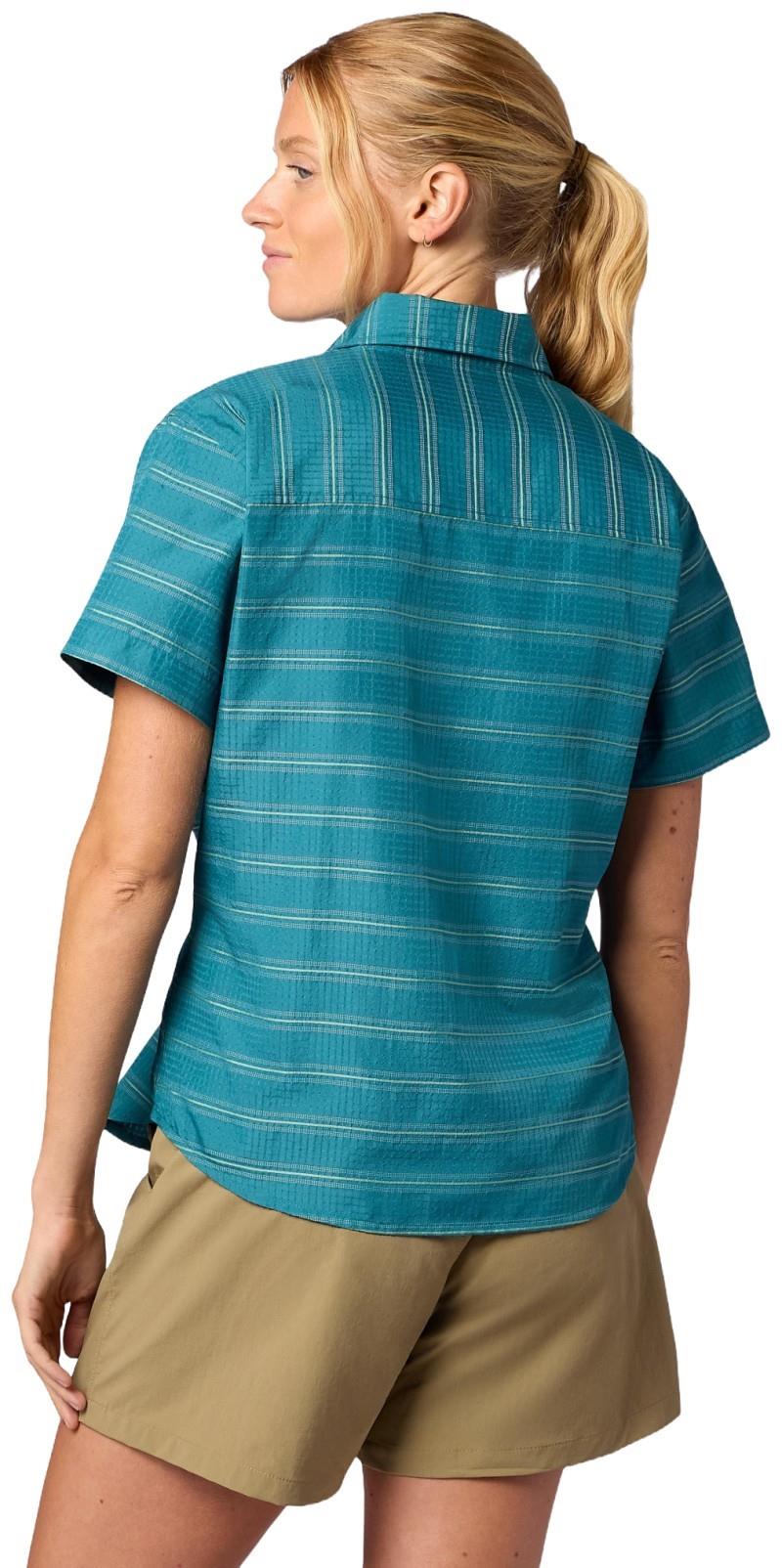 AirExchange SS Shirt - Womens - emerald blue slight stripe 1