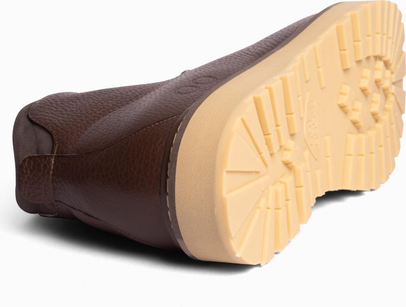 Core Grained Leather, Shearling Lining - Mens - dark brown 1