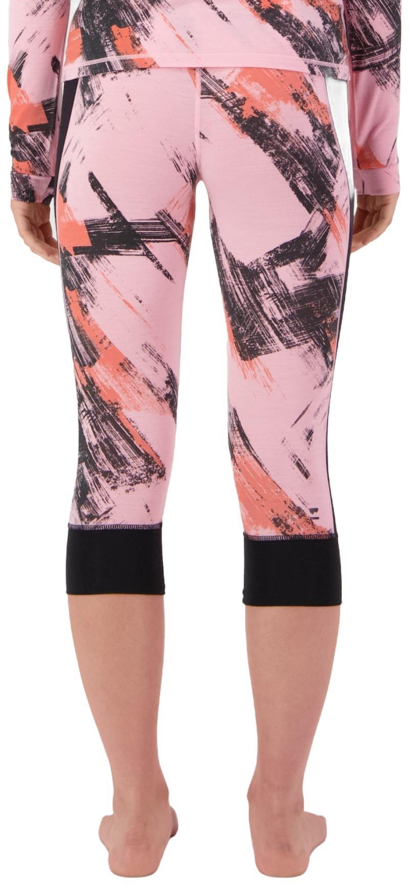 Cascade Merino Base Layer 3/4 Leggings - AOP - Womens - paintbrush pink / black 1