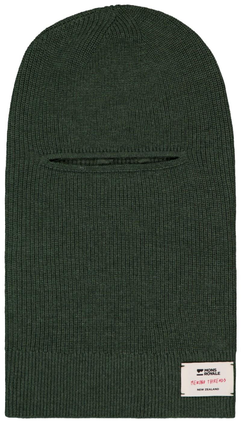 Wanaka Merino Knit Balaclava - dark pine 1