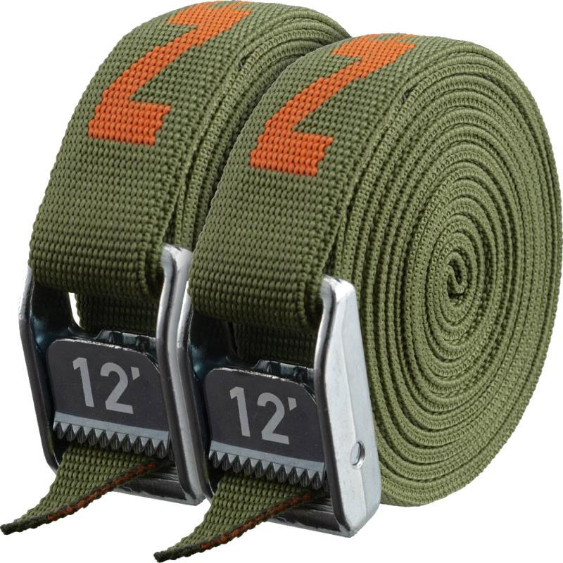 1" HD Tie-Down Straps, 12` - Pair - forest green 1