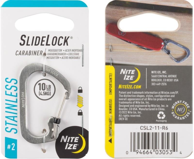 SlideLock Carabiner #2 - Stainless Steel - stainless 1