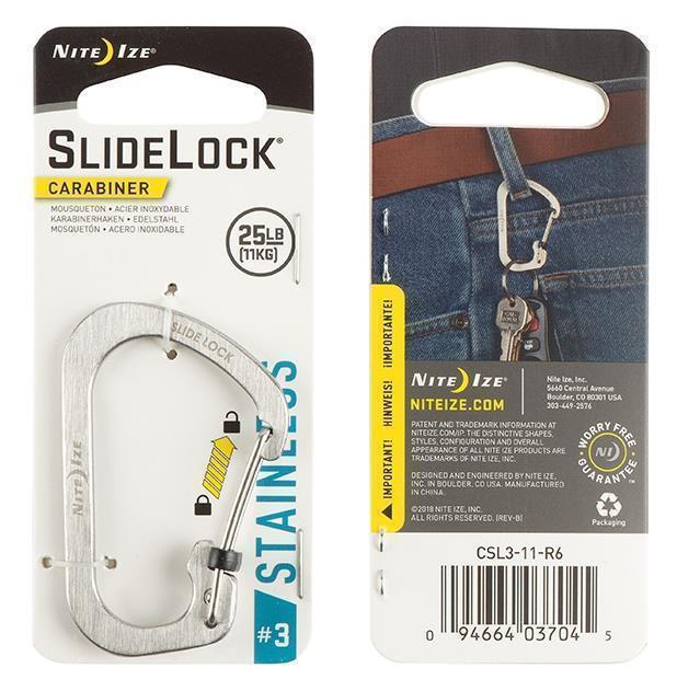 SlideLock Carabiner #3 - Stainless Steel - Stainless 2
