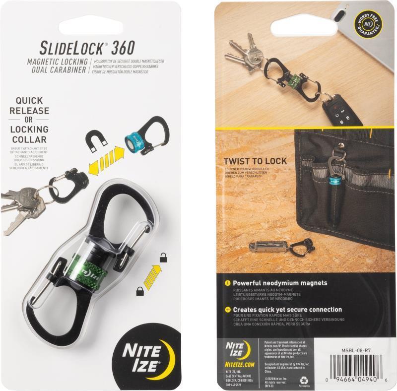 Slidelock 360 Magnetic Locking Dual Carabiner - Olive 2