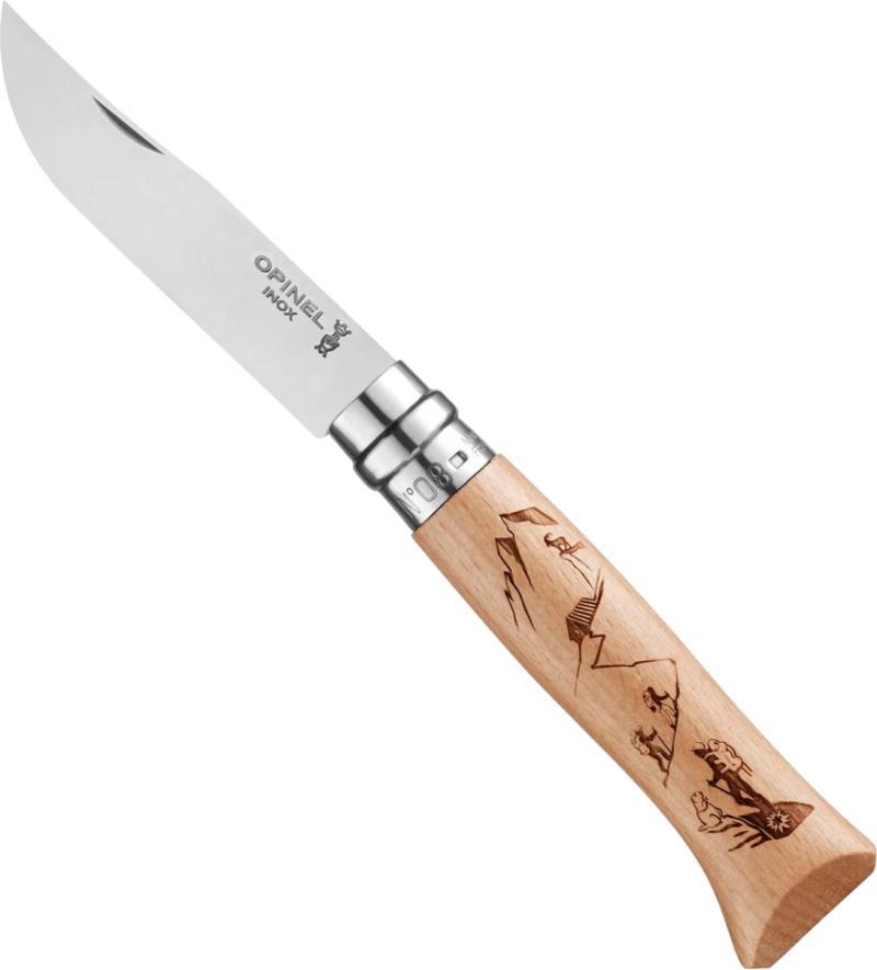 No.8 Engraved Handle Folding Knife - Alpine Adventures - hiking 1
