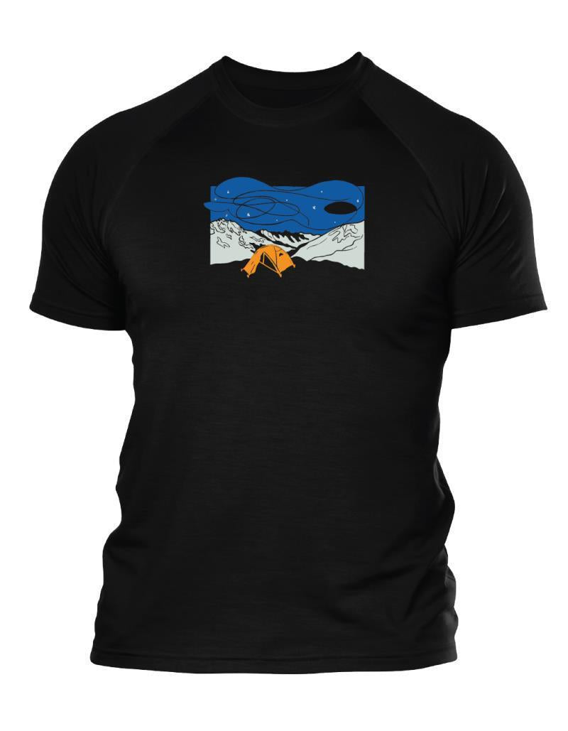 100% Merino, Free Range, SS T-Shirt, 160gm - Mens - Black 1