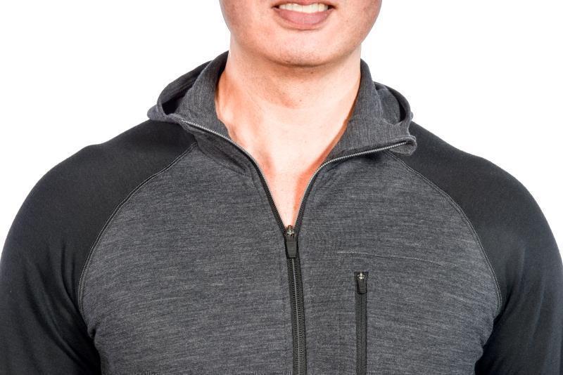 100% Merino. Full Zip Hoody, 260gm - Mens - Charcoal / Black 6