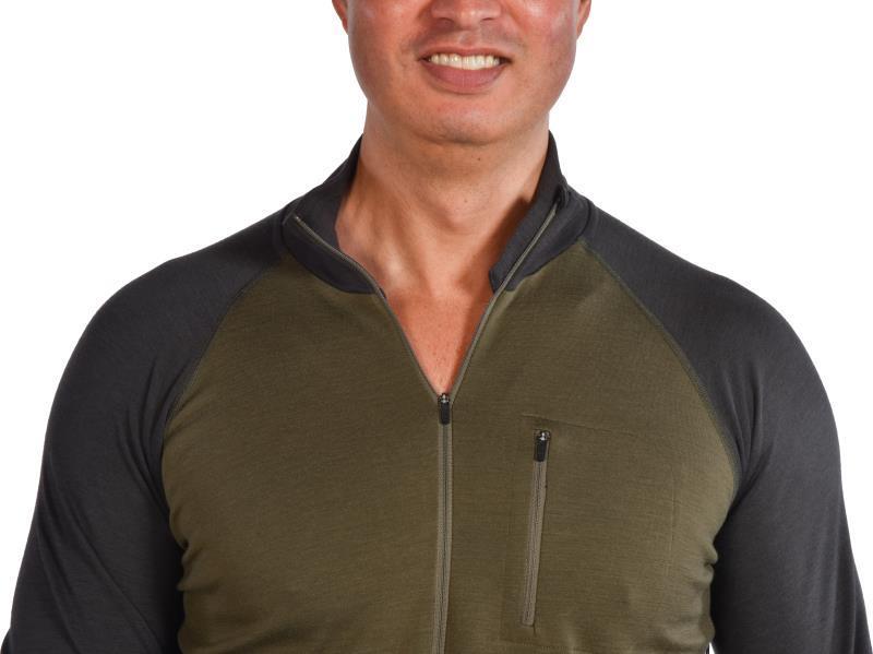 100% Merino, Half Zip Collar, 260gm - Mens - Olive / Coal 4
