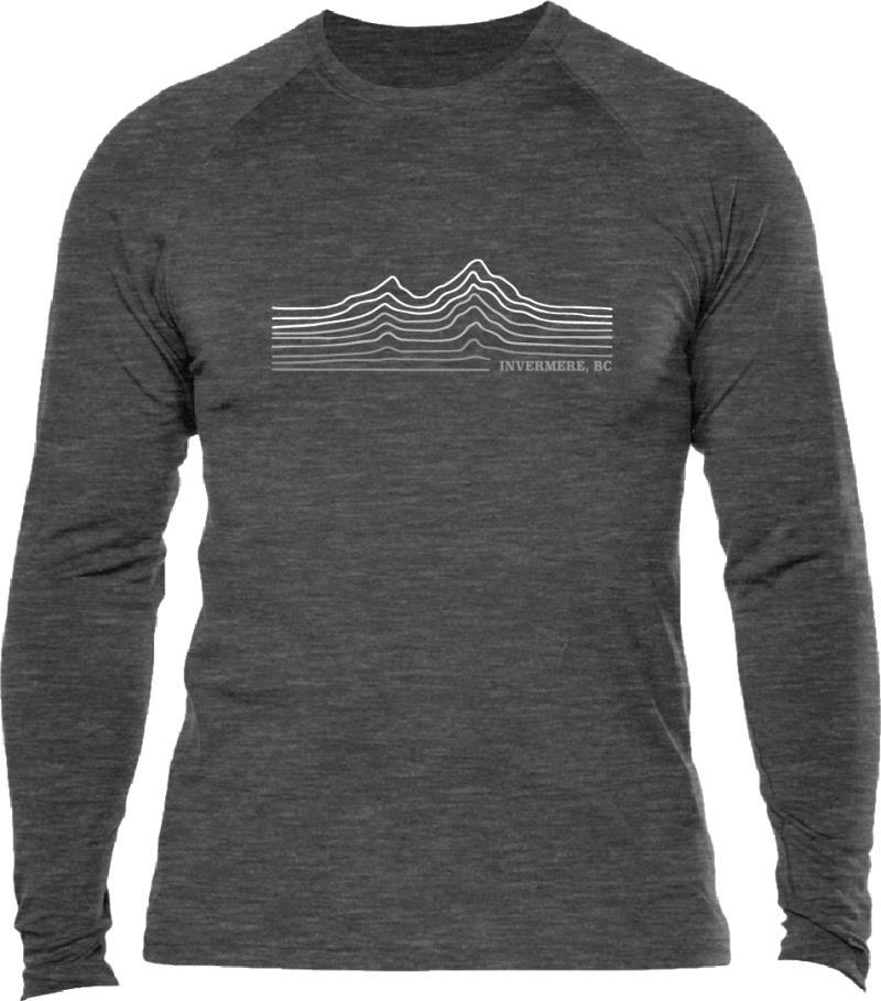 100% Merino, LS T-Shirt, 160gm - Invermere, BC - Mens - charcoal w/grey 1