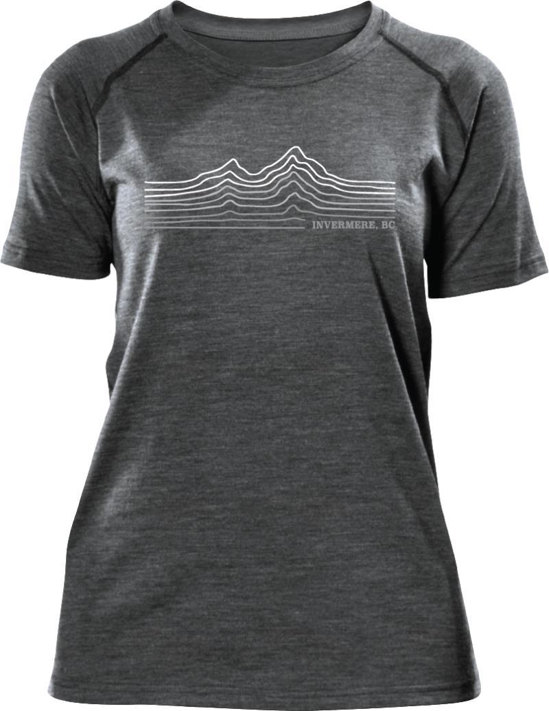 100% Merino, SS T-Shirt, 160gm - Invermere, BC - Womens - charcoal w/grey 1