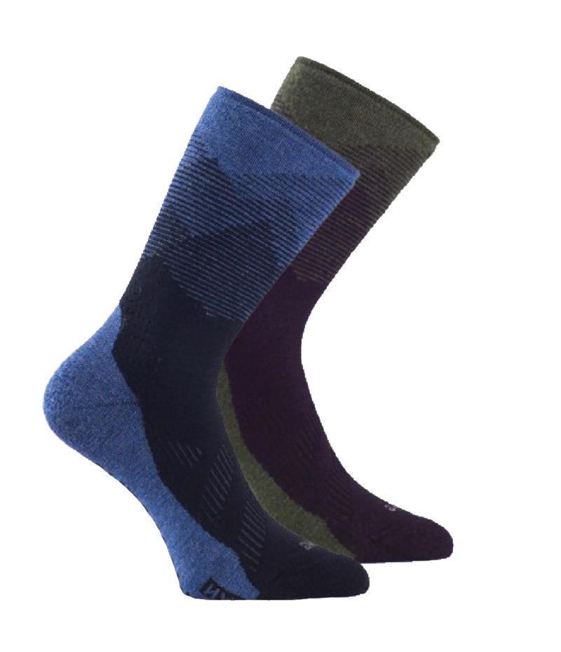 Merino Heavyweight Mountain Socks - Unisex - Assorted Color 2-Pack - blue / olive 1