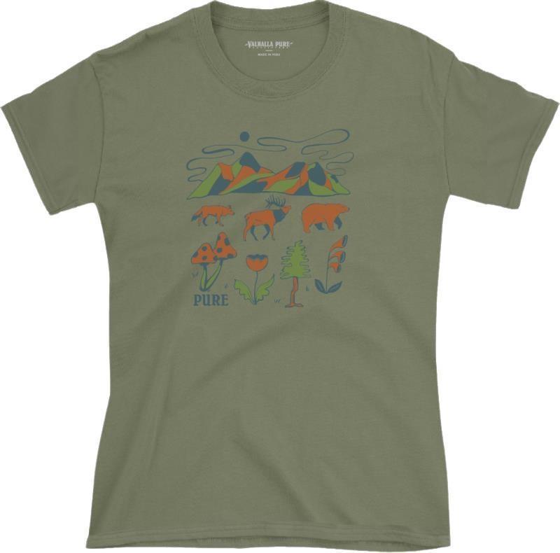 Pima Cotton, Outdoor Culture, SS T-Shirt - Womens - Olive 1